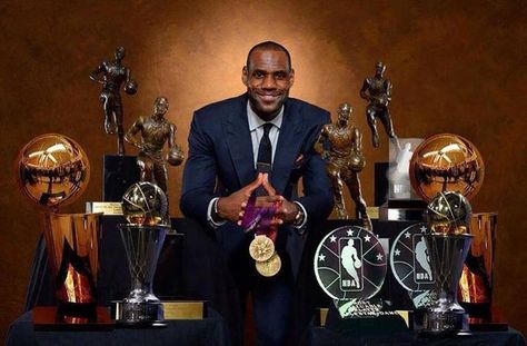 Lebron James and his many awards Mvp Trophy, King Lebron James, Cleveland Cavs, King Lebron, Bill Russell, Nba Mvp, Lebron Shoes, Nba Finals, Miami Heat