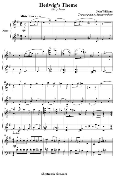 Hedwig's Theme Sheet Music Harry Potter | ♪ SHEETMUSIC-FREE.COM Hedwigs Theme Violin, Hedwigs Theme Piano, Free Flute Sheet Music, Disney Sheet Music, Sheet Music With Letters, Free Piano Sheets, Piano Sheet Music Pdf, Free Piano Sheet Music, Trumpet Sheet Music