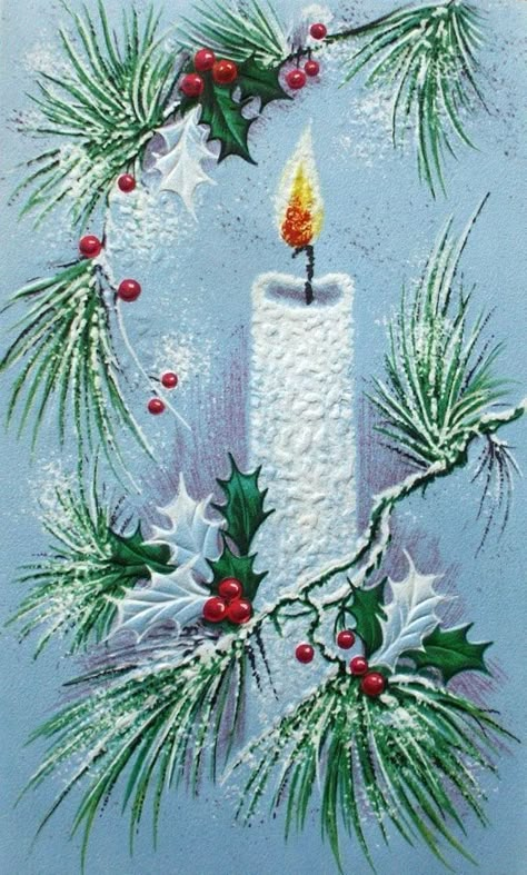 Candle Vintage, Christmas Canvas Art, Vintage Christmas Images, Christmas Card Art, Holiday Painting, Old Christmas, Christmas Canvas, Christmas Drawing, Christmas Scenes