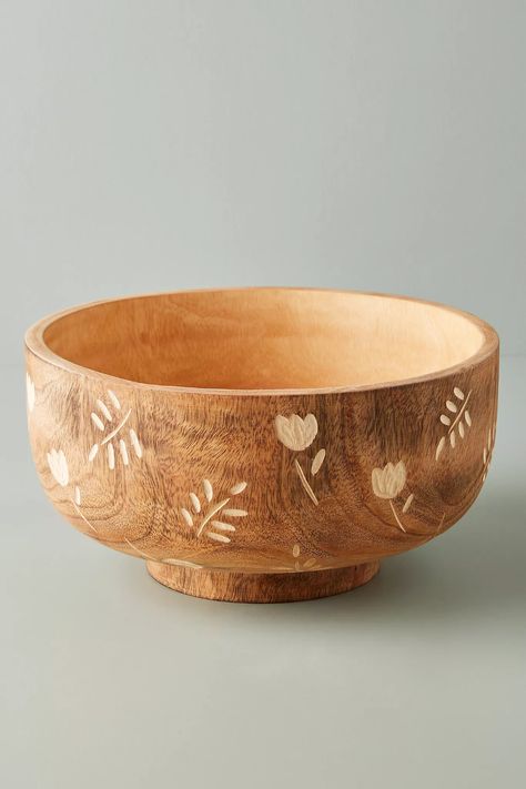 Rosemary Serving Bowl | Anthropologie Cottage Core Kitchen, Salted Granola, Anthropologie Kitchen, Kitchen Wear, Wood Serving Bowl, Wood Dishes, African Symbols, Wooden Dishes, Tortoise Hair