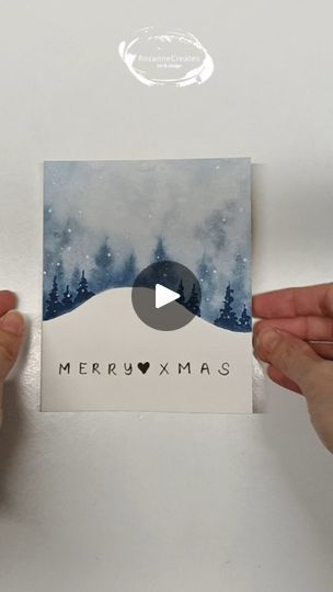 Christmas Aquarelle Card, Christmas Card Painting Ideas, Watercolor Christmas Cards Tutorial, Watercolor Christmas Cards Diy, Watercolor Christmas Card, Watercolor Tutorials, Christmas Painting, Watercolor Christmas Cards, Winter Painting