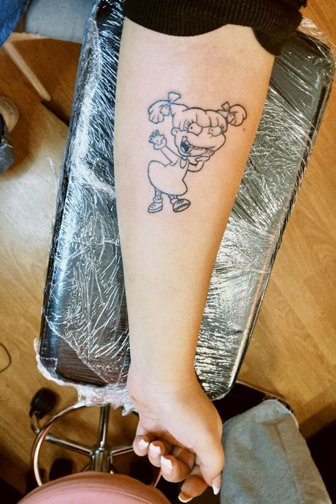 Angelica Tattoo Rugrats, Rugrats Tattoo Ideas, Angelica Tattoo, Rugrats Tattoo, Angelica Rugrats, Cartoon Tattoo Ideas, Rat Tattoo, Animated Shows, Character Tattoos