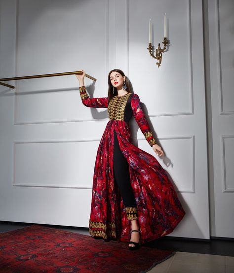 HOSNA KOHESTANI on Instagram: “Look - 3 #spring #2019” Long Sleeve Afgani Dress, Red Afghani Dress, Afgan Dress Afghani Clothes, Afghan Dresses Traditional 2022, Gand Afghani Dress, Afghani Clothes, Desi Dress, Frock Fashion, Afghan Fashion