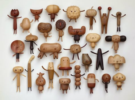 Quirky Cartoon Toys and Vases Carved from Wood by Yen Jui-Lin | Colossal Toy Animals, Cartoon Toys, Diy Holz, Toy Art, Kids Wood, Whittling, Wood Toys, Dremel, Wood Sculpture