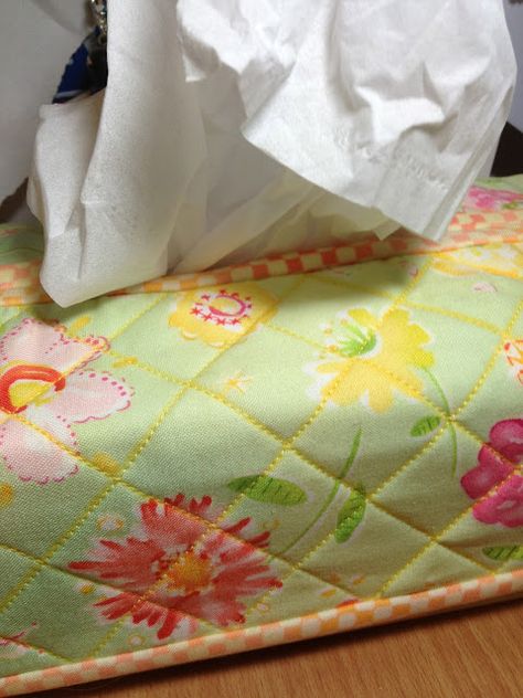 Quilted Tissue Box Cover Free Pattern, Aneela Hoey, Kleenex Tissues, Kleenex Box Cover, Tissue Cover, Kleenex Box, Tissue Box Cover, Diy Pattern, Tissue Box Covers