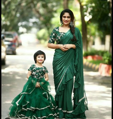 Mom And Son Outfits Indian, Trendy Frocks, Mom And Son Outfits, Bday Outfits, Family Dress, Mom Daughter Outfits, Daughter Dress, Trendy Family, Daughter Outfits