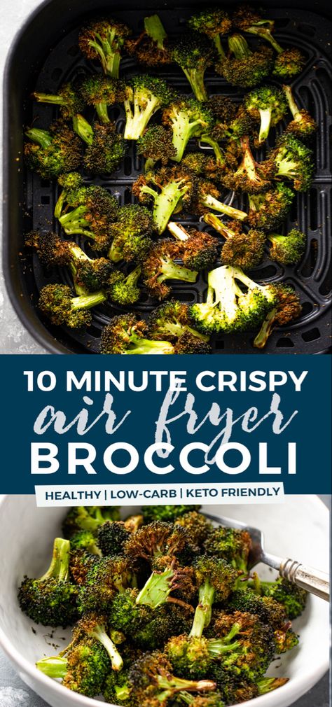 Air Fried Broccoli, Air Fryer Broccoli, Gimme Delicious, Fried Broccoli, Healthy Side Dish, Air Fryer Oven Recipes, Air Fry Recipes, Air Fryer Dinner Recipes, Air Fryer Healthy