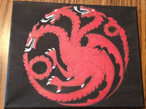 House Targaryen sigil - "Fire and Blood" Acrylic paint on 8x10 stretched canvas.  Game of Thrones House Targaryen Sigil, Targaryen Sigil, Fire And Blood, House Targaryen, Acrylic Paint, Stretched Canvas, Game Of Thrones, Stretch Canvas, Acrylic Painting