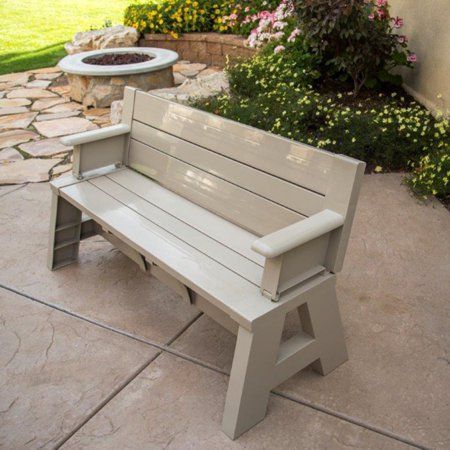 Convert-A-Bench Outdoor Bench and Picnic Table Image 1 of 10 Folding Picnic Table Bench, Picnic Table Bench, Folding Picnic Table, Picnic Bench, Free Furniture, Garden Bench, Outdoor Bench, Garden Patio Furniture, Bench Table