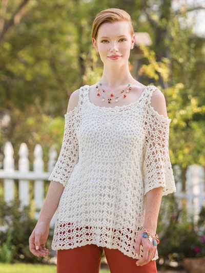 Shoulder Mandala, Mandala Top, Annie's Crochet, Top Crochet Pattern, Womens Crochet Patterns, Crochet Ladies Tops, Crochet Summer Tops, Crochet Tunic, Crochet Shirt