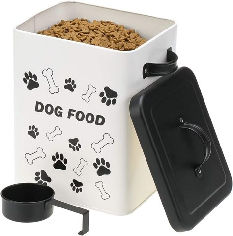 KOOLTAIL Dog Food Storage Container - with Scoop Set, Steel Sealed Cute Pet Food Treat Storage Bin for Small Dogs, Cats, Food Dry Fresh, Moisture Proof Rust-Proof and Long-Stem Storage Pet Food Storage Container, Dog Food Storage Containers, Pet Food Container, Dog Food Container, Cats Food, Pet Food Storage, Dog Food Storage, Best Dog Food, Treat Jars