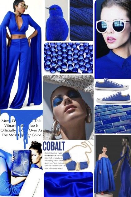 Blue And White Outfit, Blue Collage, Blue Interior Design, Pantone 2020, Cobalt Glass, White Outfit, Blue Interior, Business Outfit, Black And White Design