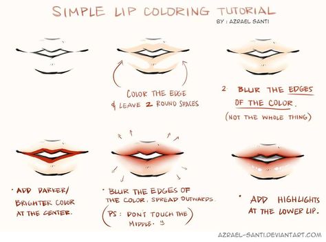 Lips Tutorial Drawing Digital, How To Render Lips, Draw Lips Digital, Lips Tutorial Drawing, Colors For Drawing, Azrael Santi, Male Lips, Lip Drawings, How To Draw Lips