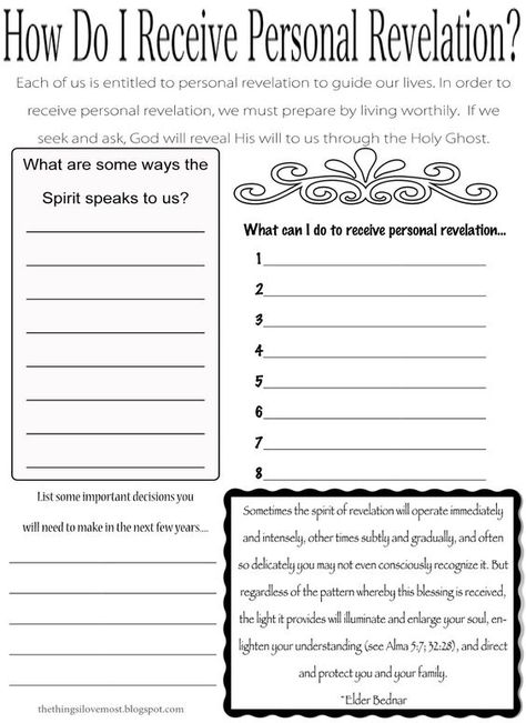 Hey everyone!!  If you are new to reading my blog I would love to have you follow me on Facebook, that way you can see these handouts right after they are done! For this weeks lesson I am teaching about Personal Revelation, so I thought I would make one handout to glue in, and one...Read More » Lds Seminary, Lds Yw, Yw Lesson, Lds Lessons, Yw Activities, Fhe Lessons, Personal Revelation, Women Activities, Lds Young Women