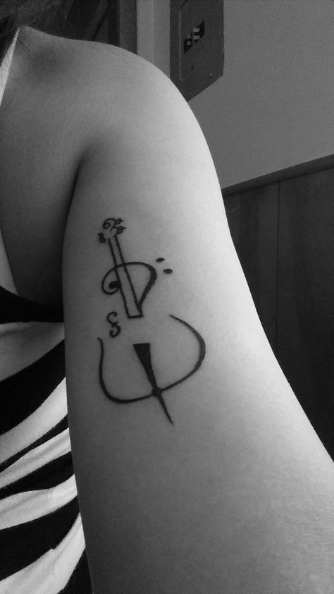 Tattoo Ideas Guitar, Cello Tattoo, Music Tattoo Ideas, Violin Tattoo, Tattoo Music, Music Tattoo Designs, Trendy Tattoo, Music Tattoo, Music Tattoos