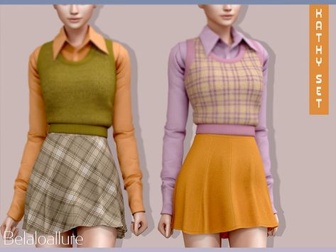 Sims4 Cc Skirts, Sims 4 Cc Clothes Female, Gallery Poses, Sims 4 Cc Clothes, Sims Finds, Ts4 Clothes, Cc Clothing, Wendy Dress, Sims 4 Decades Challenge