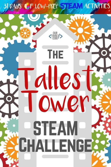 Can you build the tallest tower using only two different materials? This STEAM challenge is a quick and easy activity that can be adapted for a wide range of learning levels! #STEM #STEAM #EngineeringforKids #TallestTower #STEAMChallenge #FreeSTEMChalleng Steam Activities Elementary, Unplugged Coding Activities, Steam Lab, Elementary Stem, Steam Challenges, Experiments Kids, Steam Science, Steam Projects, Stem Challenge