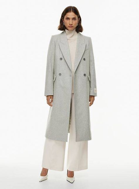 I'll Be Wearing These 5 Outfits on My First Trips of 2024 | Who What Wear Aritzia Coat, Denim Headband, Simple Winter Outfits, 5 Outfits, Airport Outfits, Wind Protection, Wool Coats, Classic Coats, Activewear Sets