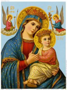 Our Mother of Perpetual Help Our Mother Of Perpetual Help, Mother Mary And Jesus, Mother Of Perpetual Help, Hail Holy Queen, Prayer Images, Good Morning Dear Friend, Vintage Holy Cards, Blessed Mary, Novena Prayers