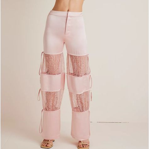 Nwt Kim Shui Pink Lace Insert Pants Neww Color: Pink A Statement-Making Addition To Any Bottoms Collection, These Stunning Pants From Kim Shui Will Turn Heads With Every Wear. High-Rise, Relaxed Straight Silhouette Sleek Silk Piecing With Tie Details, Zip Fly And Hook Closure, Sheer Lace Paneling So Luxe With Endless Ways To Wear, Pair This With A Tucked-In Tube Or Elevated Blouse For A True Versatile Piece. Care/Import Dry Clean Chinese Pants, Kim Shui, Pants With Lace, Fashion Now, Silk Pants, Lace Insert, Lace Panelled, Soul Food, Pink Lace