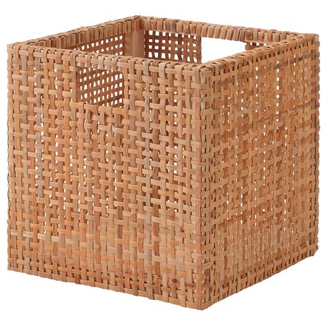 Kallax Shelf Unit, Kallax Shelving Unit, Ikea Closet, Kallax Shelf, Pine Plywood, Plastic Edging, Wicker Baskets Storage, Woven Basket, Korn