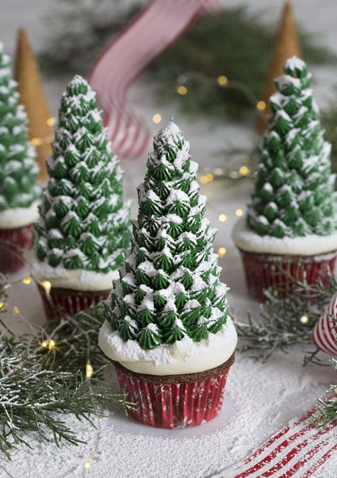 Christmas Tree Cupcakes |  Preppy Kitchen Cherry Cupcakes Recipes, Kitchen Christmas Tree, Easy Christmas Cupcakes, Tree Cupcakes, Christmas Cupcakes Recipes, Christmas Tree Cupcakes, Easy Christmas Treats, Preppy Kitchen, Holiday Cupcakes