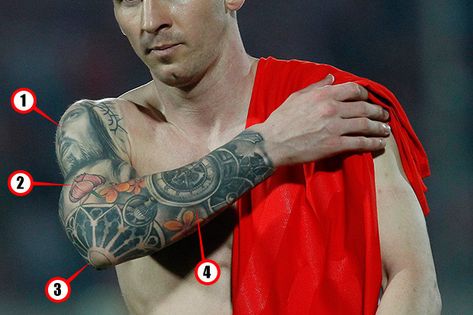 Lionel Messi tattoo: What the Barcelona star's ink-work really means Messi Leg Tattoo, Lionel Messi Tattoo, Messi Legs, Messi Tattoo, Half Sleeve Tattoos Sketches, Mangas Tattoo, Football Tattoo, Barcelona Tattoo, All Black Tattoos