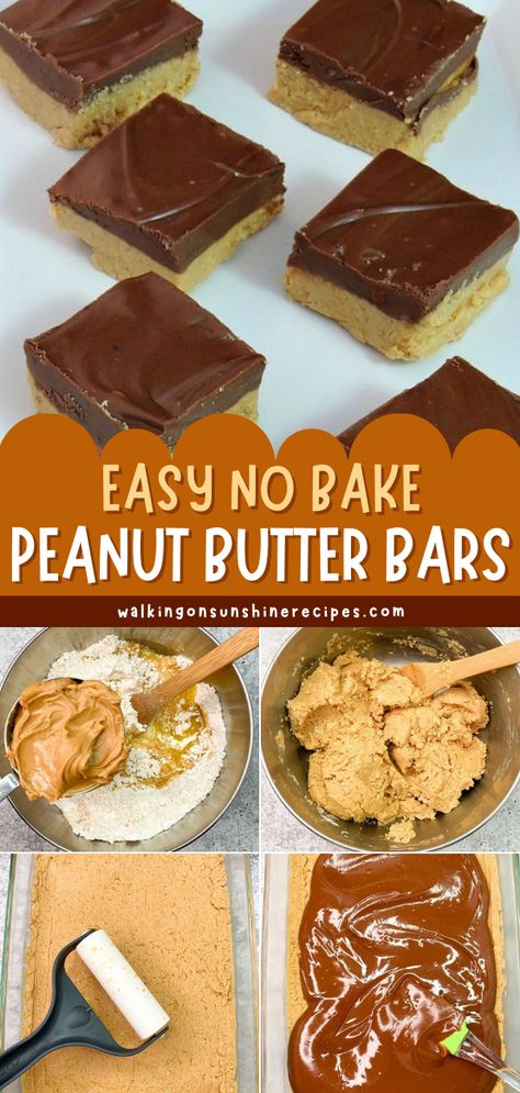 Get ready for another easy-to-make sweet treat! 5 ingredients are all you need for these homemade peanut butter squares. Thick, creamy, and fudgy, these no-bake peanut butter bars taste just like Reese's peanut butter cups! Save this no-bake dessert recipe! Recipes With Recess Peanut Butter Cups, School Peanut Butter Squares, No Bake Recees Peanut Butter Bars, Old Fashion Peanut Butter Bars, Sheet Pan Peanut Butter Bars, Creamy No Bake Cookies, Peanut Butter Desert No Bake, Recess Peanut Butter Bars, No Bake Reeses Bars