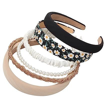 Cuizhiyu 6PK Different Designs Headbands for Women,Non Slip Flower Headband,Cute Pearl Headbands for Girls,Twisted Headband,Black White Solid Headbands Set Plastic · Champagne,Gold,WhitePlastic · Champagne,Gold,White Headbands For Girls, Twist Beads, Twisted Headband, Headband Black, Plastic Headband, Twist Style, White Headband, Braided Headband, Pearl Headband