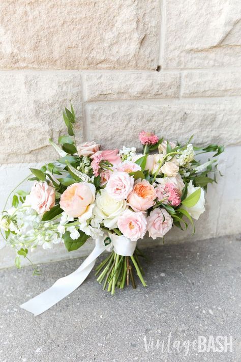 Blush Bouquet for a Wedding! Love creating this Blush Peach Pink Wedding Bride Bouquet - mix of Wild Boho Modern Vintage Garden style - click the PIN for more quality photos and flowers used. Created by VintageBASH - based in Toronto. Captured by EMBLAZEPHOTOGRAPHY. High Centerpiece Wedding, Pink Bride Bouquet, Peach Pink Wedding, Bridal Bouquet Styles, Peach Wedding Bouquet, Florist Ideas, Bouquet Garden, Peach Bouquet, Blush Bouquet