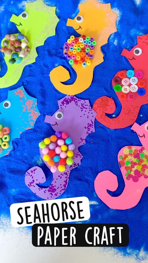 Crafts For Babies, Seahorse Crafts, Paper Flower Crown, Ocean Animal Crafts, Under The Sea Crafts, Ocean Theme Preschool, Grandparents Day Crafts, Happy Grandparents Day, Toddler Arts And Crafts