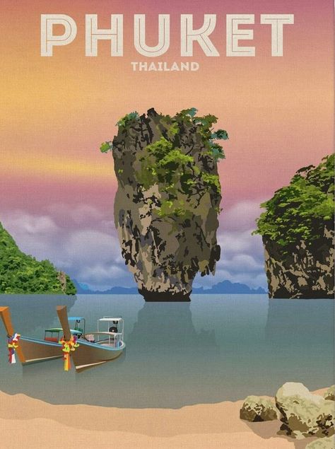 Bedroom Photo Collage, Post Card Illustration, New Style Tattoo, Graphic Design Travel, Phuket Travel, Cards Poster, Instagram Design Creative, Colorful Posters, Travel Collage