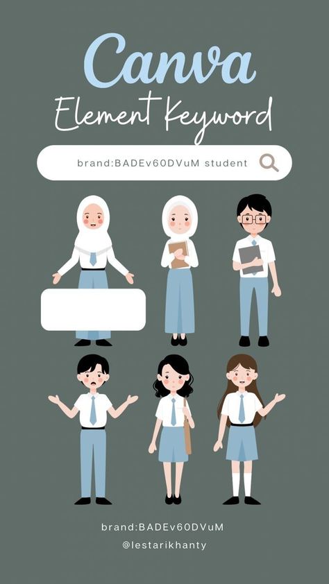 Canva Elements Keyword School, Canva Characters, Student Character, Canva Idea, Keyword Elements Canva, School Illustration, Desain Buklet, Canva Element Keyword, Canvas Learning