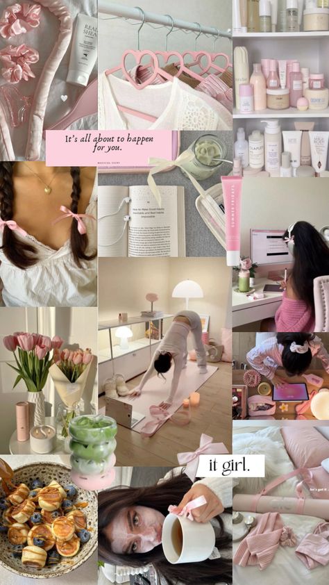 new moodboard for the summer #beauty #itgirl #aesthetic #pink #style #wallpaper #pink #visionboard #moodboard #energy #girly #pilates #manifest #softgirl Pilates Aesthetic Wallpaper, Pink Visionboard, Manifest Wallpaper, Moodboard Pink, Itgirl Aesthetic, Pilates Aesthetic, Pink Pilates, Style Wallpaper, Wallpaper Pink