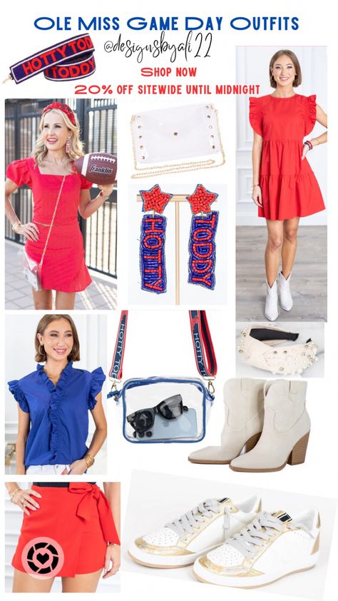 Ole Miss Outfit Ideas, Red Game Day Outfit, Ole Miss Game Day Outfit, Ole Miss Game Day, College Bed, Gameday Fits, Bed Party, Ole Miss Football, College Gameday Outfits