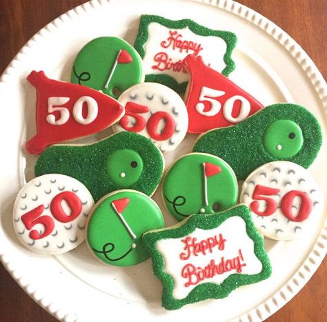 40th Birthday Cookies, Golf Themed Cakes, Golf Cookies, 50th Birthday Party Ideas For Men, Golf Birthday Cakes, Golf Theme Party, 50th Birthday Gag Gifts, Birthday Man, 80 Birthday Cake