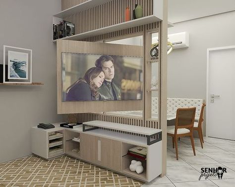 Partition Design Living Rooms, Privacy Room Divider, Tv Stand Room Divider, Led Tv Wall, Tv Kastenwanden, Modern Wall Unit, Modern Partition, Modern Partition Walls, Ruang Tv