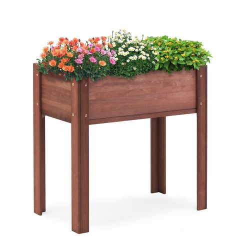 PRICES MAY VARY. [Spacious Outdoor Planter]: Measuring 31"(L) x 16"(W) x 31"(H) overall, our garden bed provides ample space for your plants to thrive. The 0.7'' frame panel thickness ensure a weight capacity of 220lbs. Take about 20 minutes to assemble the outdoor planter box [Natural Wood Construction]: Crafted from high-quality, natural wood, our garden bed brings nature's beauty to your backyard and ensures long-lasting durability. [Water-Based Coating]: Our planter box is coated with water- Outdoor Planter Box, Herb Garden Boxes, Outdoor Raised Garden Beds, Wood Raised Garden Bed, Elevated Planter, Elevated Planter Box, Outdoor Planter Boxes, Frame Panel, Wooden Planter Boxes