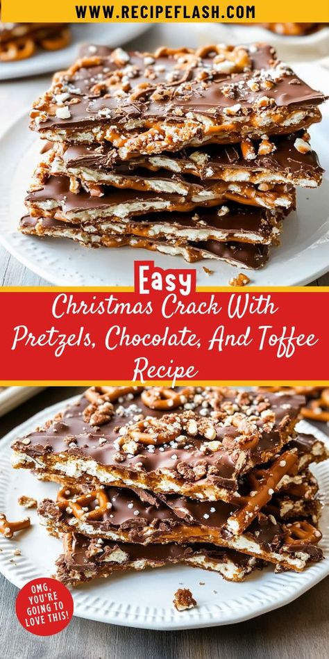 Treat yourself to a deliciously addictive Christmas Crack made with pretzels, decadent chocolate, and luscious toffee. This easy recipe offers a perfect balance of salty and sweet, making it a standout dessert for any celebration. Share it with friends or keep it all to yourself—either way, it’s a holiday winner! Christmas Toffee Pretzels, Pretzel Christmas Desserts, Toffee With Pretzels, Christmas Crackers Recipe Pretzel Toffee, Saltine Cracker Toffee With Pretzels, Easy Toffee Pretzel Bark, Toffe With Pretzels, Christmas Pretzel Cracker Toffee, Pretzel Cracker Toffee