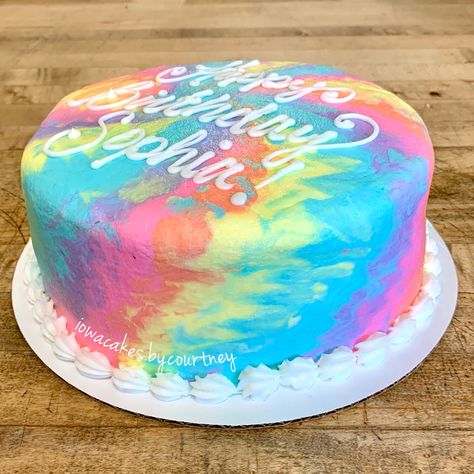 Tie dye buttercream birthday cake Birthday Cake Tie Dye, Buttercream Tie Dye Cake, Tie Dye Bday Cake, The Dye Birthday Cake, Tye Dye Cakes Birthdays, Tie Dye Birthday Cake Ideas, Rainbow Tie Dye Cake, The Dye Cake, Tye Dye Cake Frosting