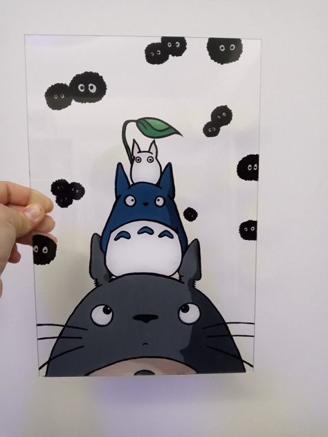 Totoro Glass Painting, Ideas Cuadros, Amor Anime, Best Anime Drawings, Cat Air, Anime Canvas, Painting Art Projects, Diy Art Painting, Acrylic Painting Canvas