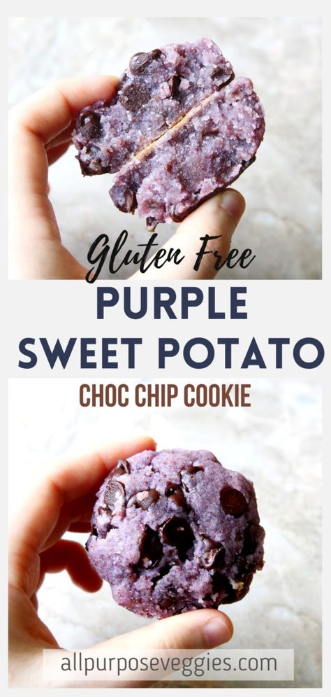 Ube Desserts, Purple Potato Recipes, Pumpkin Healthy, Sweet Potato Cookies, Sweet Potato Dessert, Sweet Potato Chocolate, Gf Cookies, Cookie Crunch, Vegan Cookie