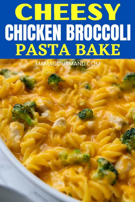 Cheesy Chicken Broccoli Noodle Casserole, Mama Gourmand, Chicken Broccoli Pasta Casserole, Chicken And Broccoli Pasta Bake, Cheese And Broccoli Pasta, Chicken Broccoli Pasta Bake, Mamagourmand Recipes, Dinner Reciepes, Chicken And Broccoli Pasta