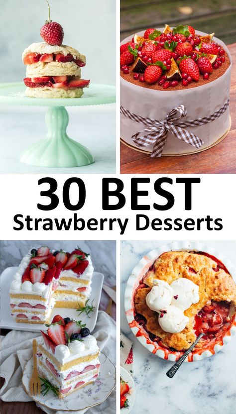 This collection of easy Strawberry Desserts includes plenty of sweet treats to make with your favorite fruit! Best Strawberry Desserts, Roasted Strawberry Cheesecake, Strawberry Shortcake Popsicles, Sweet Treats To Make, Strawberry Truffle, Easy Strawberry Desserts, Sundae Cupcakes, Strawberry Cake Easy, Strawberry Mochi