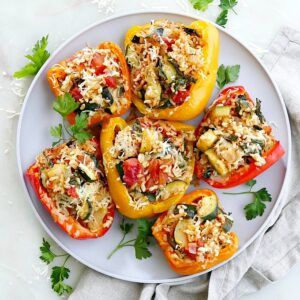 Vegetarian Italian Stuffed Peppers - It's a Veg World After All® Quinoa Ideas, Vegetarian Tagine, Sweet Potato Enchiladas, Rice Recipes Side, Vegetarian Chili Crock Pot, Vegetarian Enchilada Casserole, Chickpea Lentil, Potato Enchiladas, Vegetable Recipes Dinner