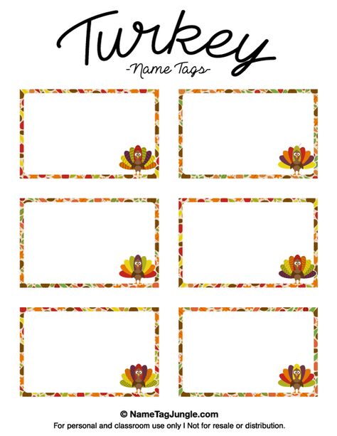 Turkey Name Tags, Animal Name Tags, Thanksgiving Place Cards Printable, Cubby Name Tags, Thanksgiving Name Cards, Cubby Tags, Printable Tags Template, Name Tag Templates, Thanksgiving Place Cards