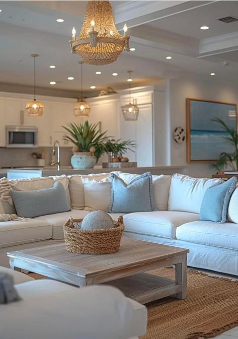 Seaside Living Room, Living Room Beachy, Modern Coastal Living Room Ideas, Cosy Office, Bahamas House, Coastal Living Room Ideas, Modern Coastal Living Room, Brindleton Bay, 15 Aesthetic