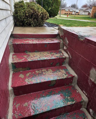 Ask the Builder: How to transform concrete to any color | The Spokesman-Review Painted Cement Floors, Cement Paint, Concrete Front Porch, Painted Concrete Steps, Front Porch Steps, Painting Cement, Garage Floor Paint, Porch Paint, Garage Floors