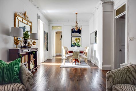 $1.75M Gramercy co-op feels Parisian but comes with keys to NYC's most exclusive park | 6sqft Gramercy Park Nyc, Viking Stove, East New York, Decorative Fireplace, Outside Fall Decor, Long Living Room, Georgian Interiors, La Living, Gramercy Park