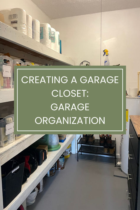 Garage organization: When we converted our garage into living space shortly after moving into our fixer-upper, we moved all garage related items into our detached shop and kept a few things in the garage-turned-family room closet. Garage Entry Storage, Garage Cabinet Organization Ideas, Closet In Garage, Single Car Garage Organization, Garage Built Ins, Garage Closet Ideas, Garage Wall Storage Ideas, 2 Car Garage Organization, Garage Into Living Space